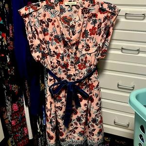 Pink blue red floral dress